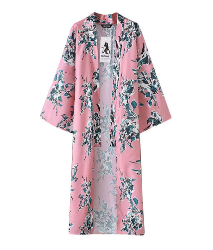 Putars Fashion Chiffon Shawl Top Cover UpImpresión Kimono Cardigan Blusa Ropa de Playa