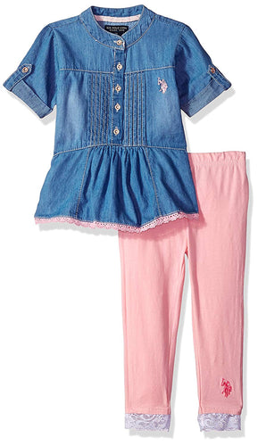 U.S. Polo Assn. Conjunto de Blusa y Leggings para niñas