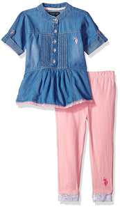 U.S. Polo Assn. Conjunto de Blusa y Leggings para niñas